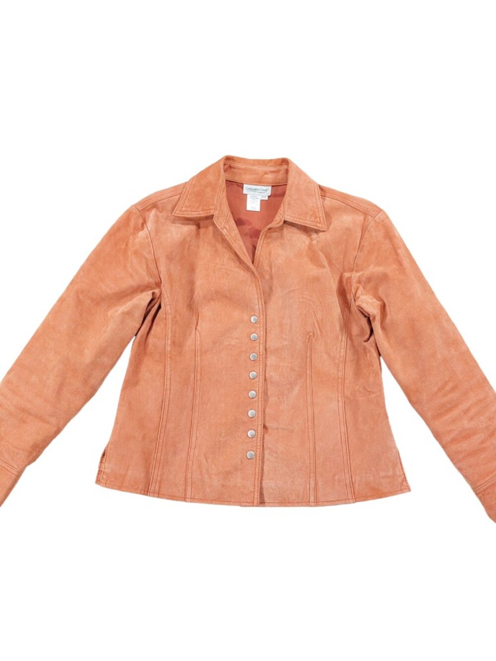Vtg Y2k Orange Suede Leather Jacket Women's S (Petite), Western Boho, Collared